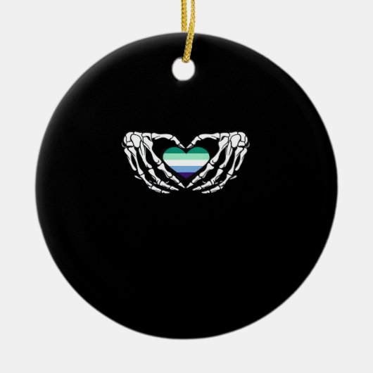 Gay Male Pride Skeleton Halloween MLM Gothic Hart  Keramisch Ornament (Voorkant)
