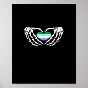 Gay Male Pride Skeleton Halloween MLM Gothic Hart Poster