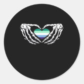 Gay Male Pride Skeleton Halloween MLM Gothic Hart  Ronde Sticker (Voorkant)