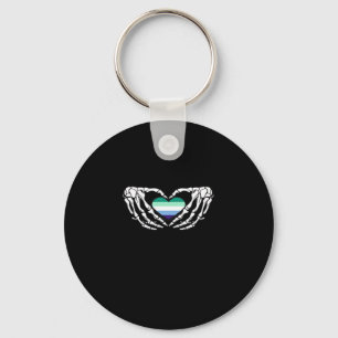 Gay Male Pride Skeleton Halloween MLM Gothic Hart Sleutelhanger