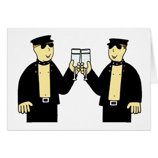 Gay Male Wedding Couple Gefeliciteerd, Cartoon. (Voorkant Horizontaal)