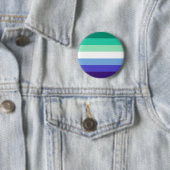 Gay Man Masculine Green Blue Pride Flag Queer Ronde Button 5,7 Cm (In situ)