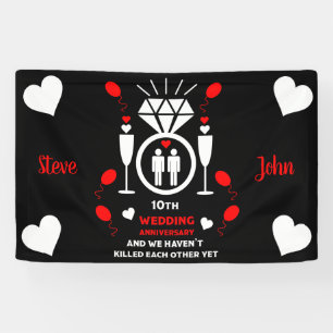 Gay Mannen 10th Wedding Jubileum Banner