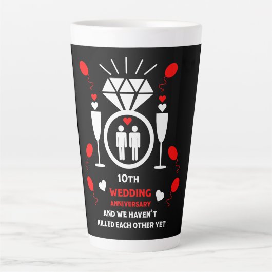 Gay Mannen 10th Wedding Jubileum Latte Mok (Voorkant)