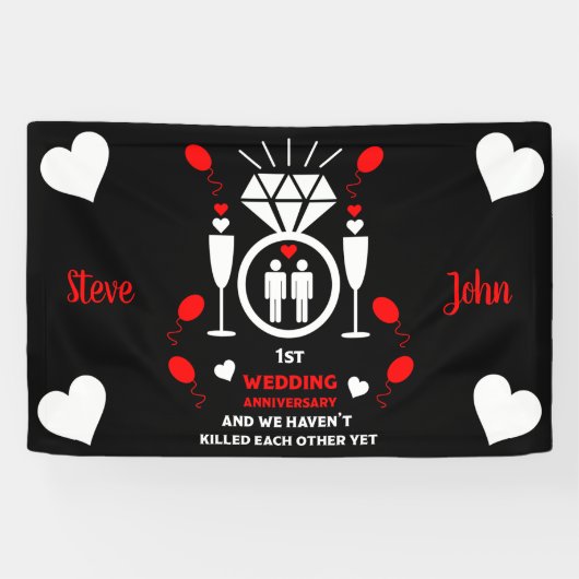Gay Mannen 1e Wedding Jubileum Banner (Horizontaal)