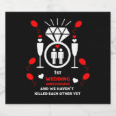 Gay Mannen 1e Wedding Jubileum Banner Sparkling Wijnetiket (Enkel label)