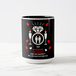 Gay Mannen 1e Wedding Jubileum Banner Tweekleurige Koffiemok