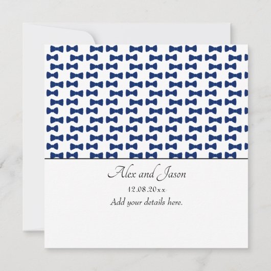 Gay Mannen Bow Stropdas Blauw Wit Save the Date Br (Achterkant)