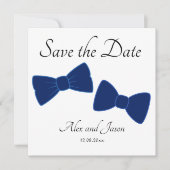 Gay Mannen Bow Stropdas Blauw Wit Save the Date Br (Voorkant)