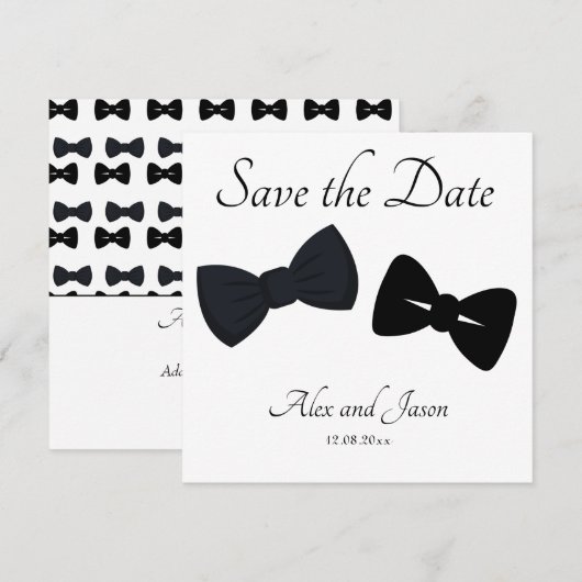 Gay mannen Modern Black White Save the Date Weddin (Voorkant / Achterkant)