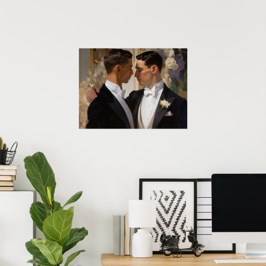 Gay mannen op hun trouwdag poster (Thuiskantoor)