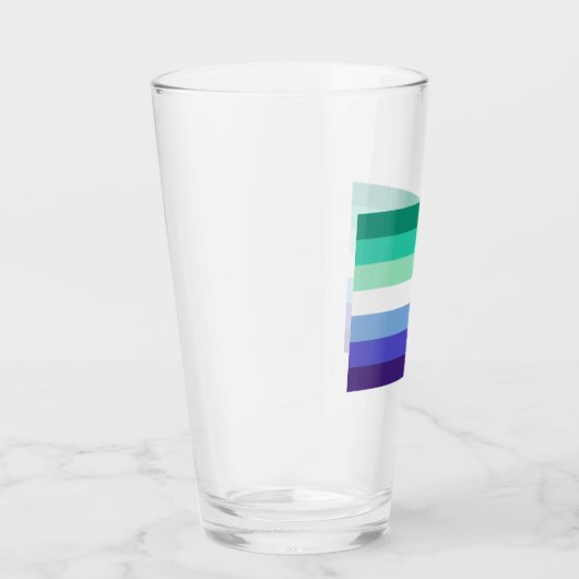 Gay Mannen Pride Flag (Azure & Blue) Glas (Rechts)