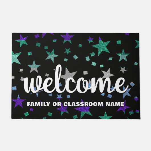 Gay Mannen Pride Flag Glitter Stars Welkom Thuis Deurmat (Voorkant)