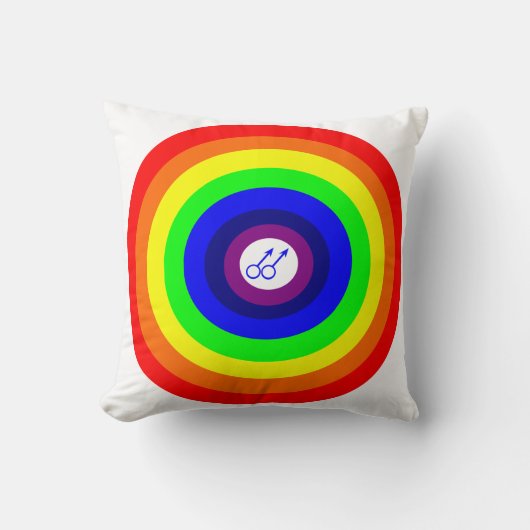 Gay Mannen Round Rainbow Pillow Kussen (Voorkant)