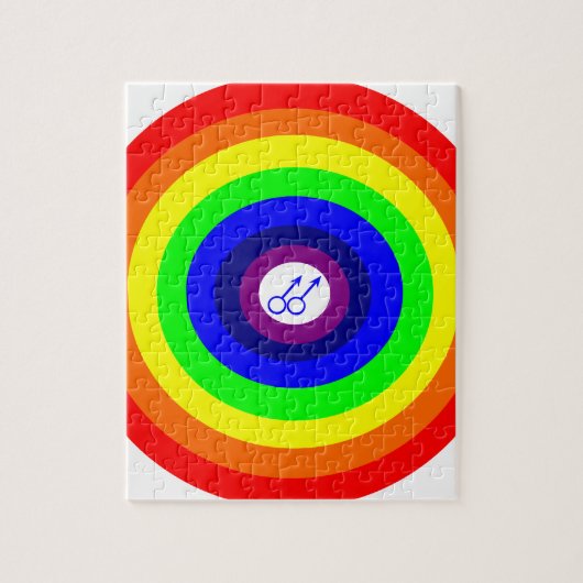 Gay Mannen Round Rainbow Puzzle Legpuzzel (Verticaal)
