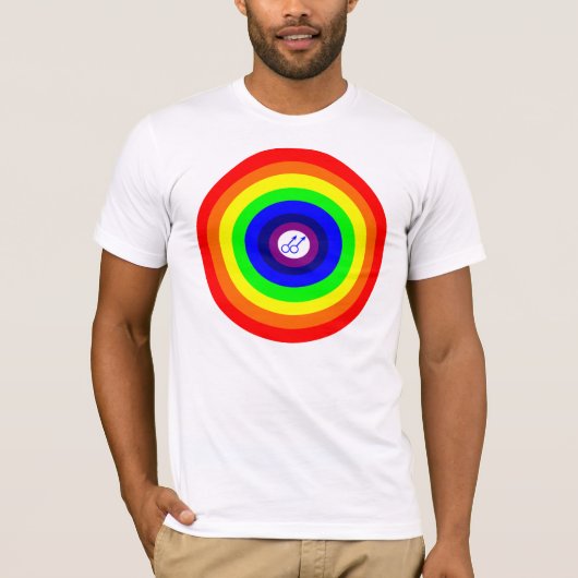 Gay Mannen Round Rainbow T Shirt (Voorkant)