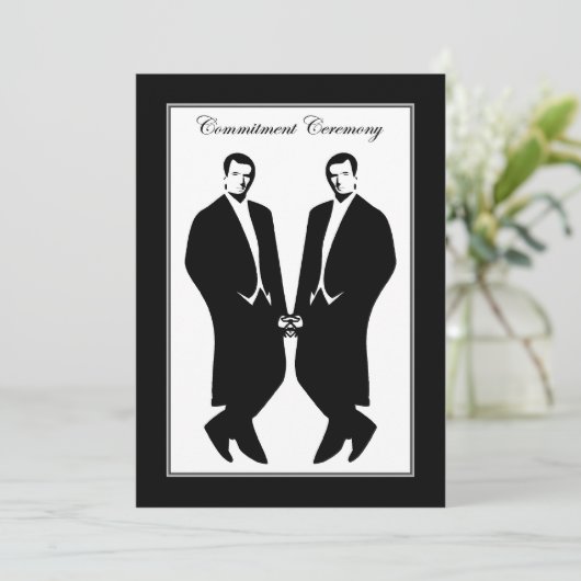 Gay Mannen Wedding Invitation. Commitment Ceremony Kaart (Staand voorkant)