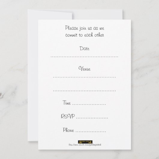 Gay Mannen Wedding Invitation. Commitment Ceremony Kaart (Achterkant)