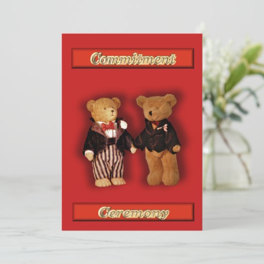 Gay Mannen Wedding Invitation. Commitment Ceremony Kaart (Staand voorkant)