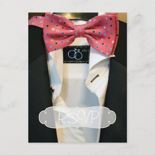 Gay Mannen Wedding Invitation RSVP met foto Uitnodiging Briefkaart (Voorkant)