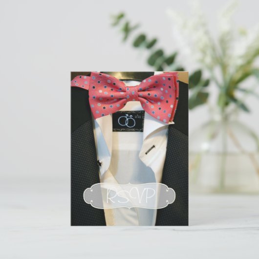 Gay Mannen Wedding Invitation RSVP met foto Uitnodiging Briefkaart (Staand voorkant)