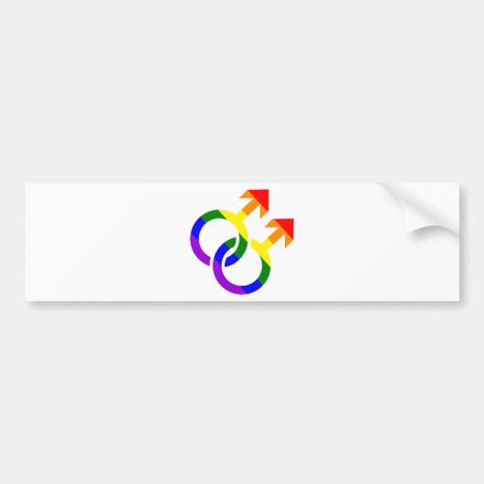 Gay mannetjesregenboog bumpersticker (Voorkant)