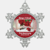 Gay Marriage 1st Jubileum Two Brides Tin Sneeuwvlok Ornament (Voorkant)