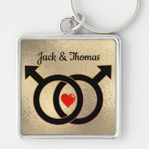 Gay Marriage Gold Premium Square Sleutelhanger