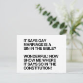 GAY MARRIAGE IS EEN SIN IN DE BIBLE BRIEFKAART (Staand voorkant)