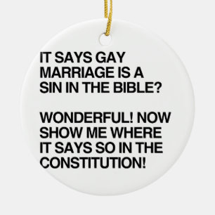 GAY MARRIAGE IS EEN SIN IN DE BIBLE KERAMISCH ORNAMENT