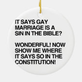 GAY MARRIAGE IS EEN SIN IN DE BIBLE KERAMISCH ORNAMENT (Achterkant)