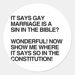 GAY MARRIAGE IS EEN SIN IN DE BIBLE RONDE STICKER