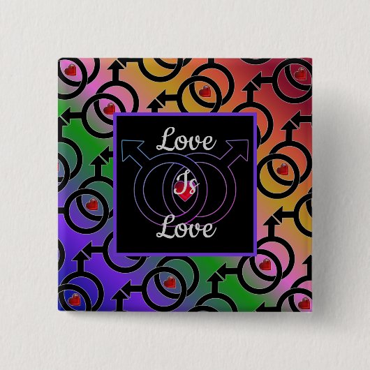 Gay Marriage Love is Love Rainbow Button (Voorkant)