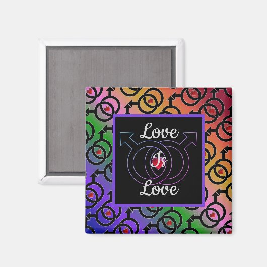 Gay Marriage Love is Love Rainbow Magnet (Voorkant / Achterkant)