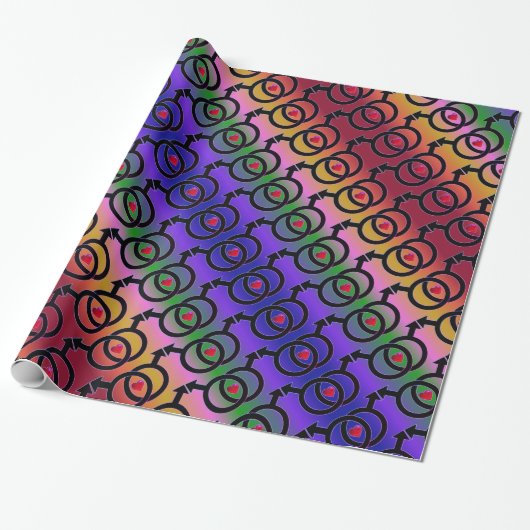 Gay Marriage Love is Love Rainbow Wrapping Paper Cadeaupapier (Uitgerold)