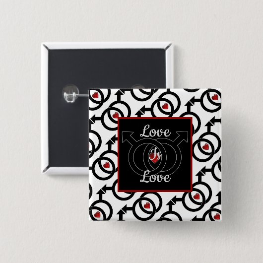 Gay Marriage Love is Love Square Button (Voorkant /achterkant)