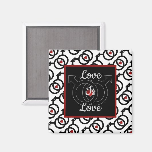 Gay Marriage Love is Love Square Magnet (Voorkant / Achterkant)