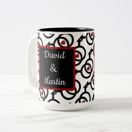 Gay Marriage Personalized Love is Love Coffee Mok (Voorkant links)
