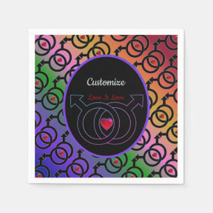 Gay Marriage Personalized Rainbow Paper Napkins Servet