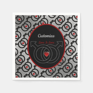 Gay Marriage Personalized Silver Paper Napkins Servet