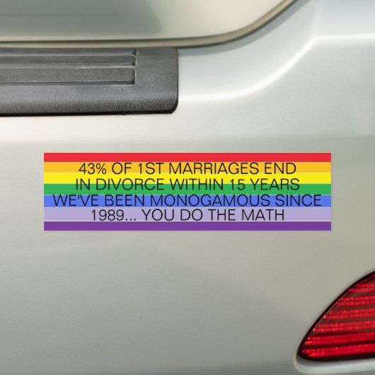 GAY MARRIAGE RAINBOW PRIDE BUMPERSTICKERS (Op auto)