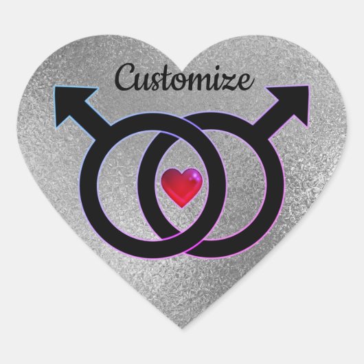 Gay Marriage Silver Heart Sticker (Voorkant)