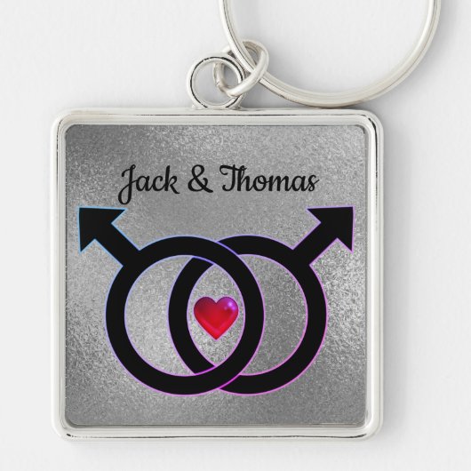 Gay Marriage Silver Premium Square Sleutelhanger (Voorkant)