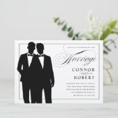 Gay Marriage Two Grooms Wedding Kaart (Staand voorkant)