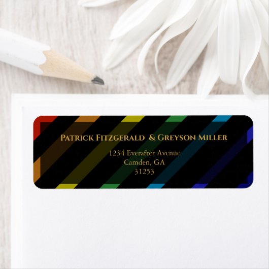 Gay Men Wedding Elegant Rainbow Address Etiket (Insitu)