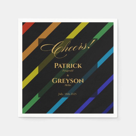 Gay Men Wedding Elegant Rainbow Cocktail Servet (Voorkant)