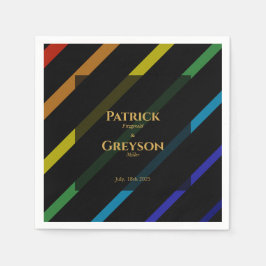 Gay Men Wedding Elegant Rainbow Cocktail Servet