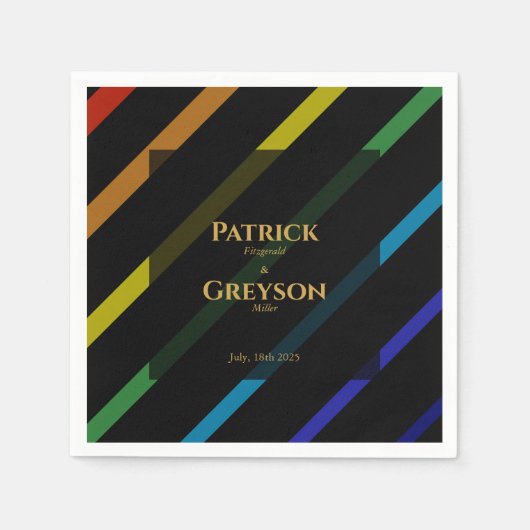 Gay Men Wedding Elegant Rainbow Cocktail Servet (Voorkant)