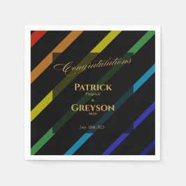 Gay Men Wedding Elegant Rainbow Cocktail Servet