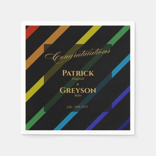 Gay Men Wedding Elegant Rainbow Cocktail Servet (Voorkant)